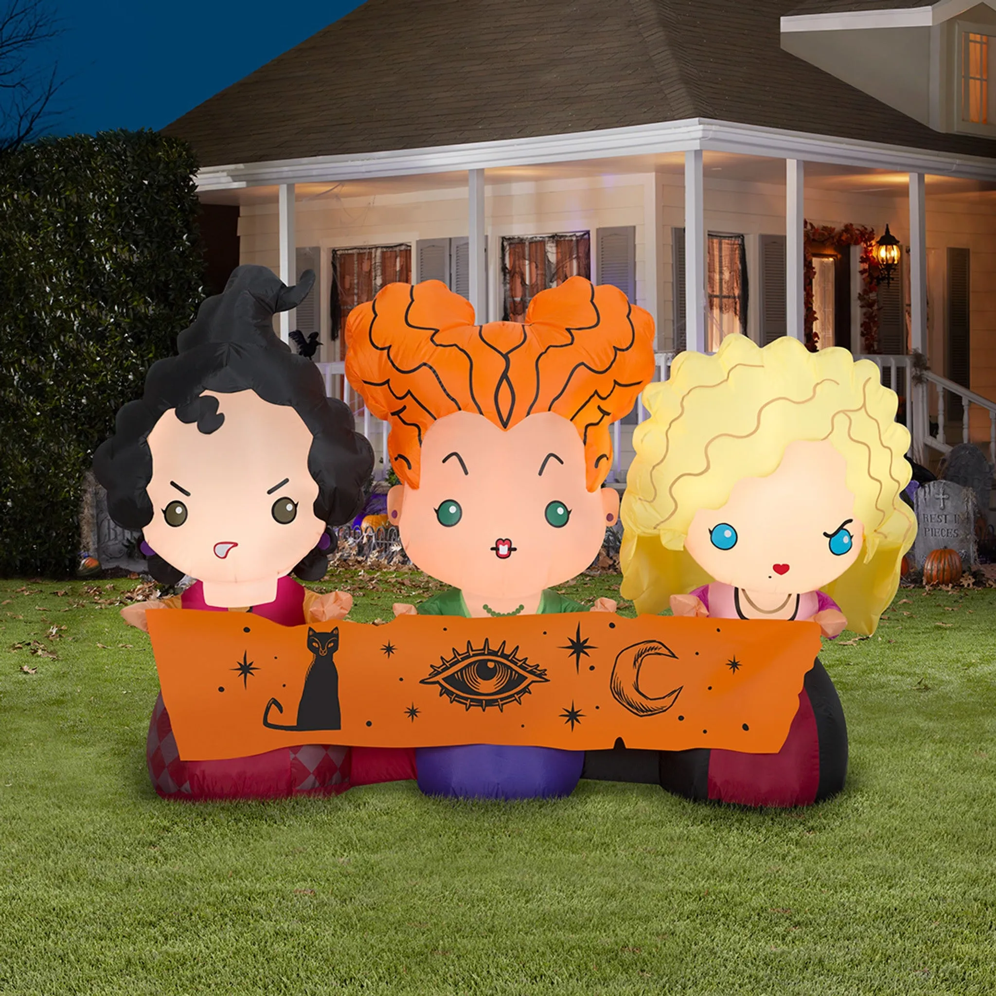 3.5' Hocus Pocus Sanderson Sisters with Banner Halloween Inflatable by Gemmy