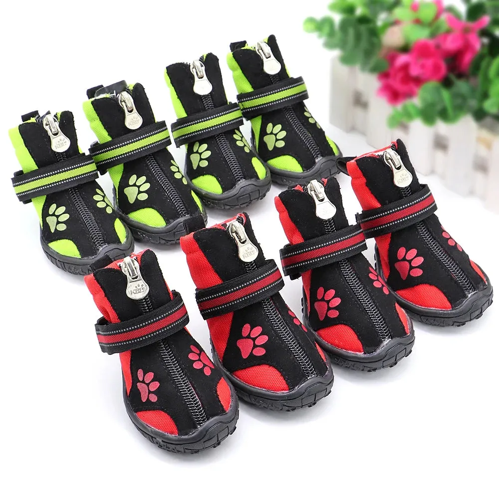 4pcs Pet Dog Shoes - Warm Winter Dog Shoes - Reflective Pet Rain Snow Boots - Non-slip Dog Shoe for Small and Large Dogs