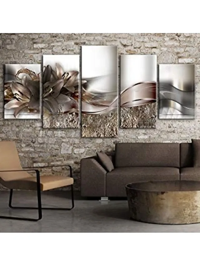 5 Panels Wall Art Canvas Flower Lily Prints Posters Painting Home Decoration Wall Hanging Gift Rolled Canvas No Frame Unframed Unstretched