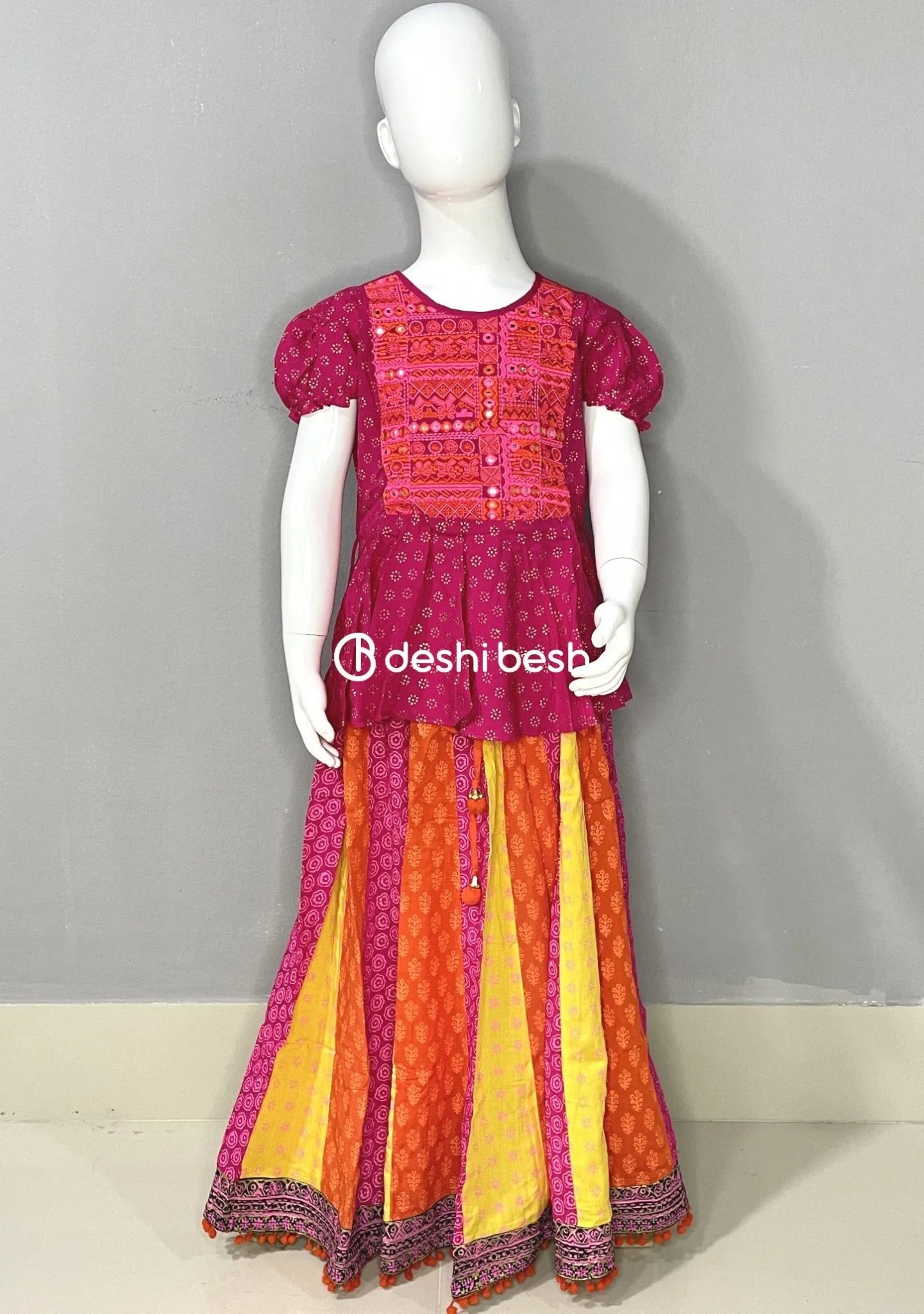 Aarong Printed Embroidered Linen Ghagra Choli