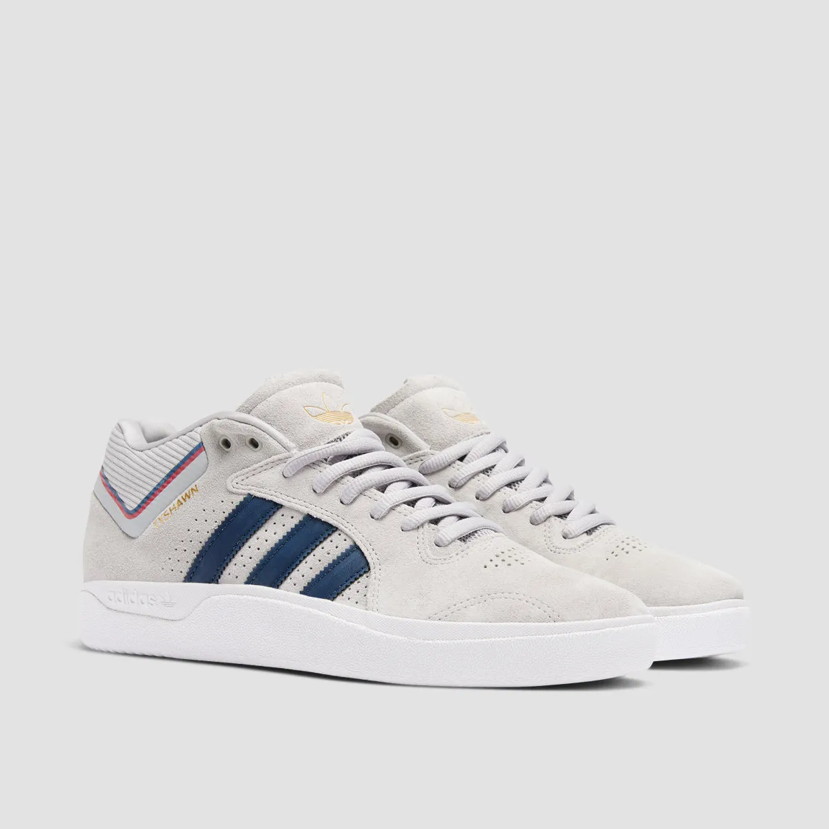 adidas Tyshawn Mid Top Shoes - Grey Two/Collegiate Navy/Gold Met