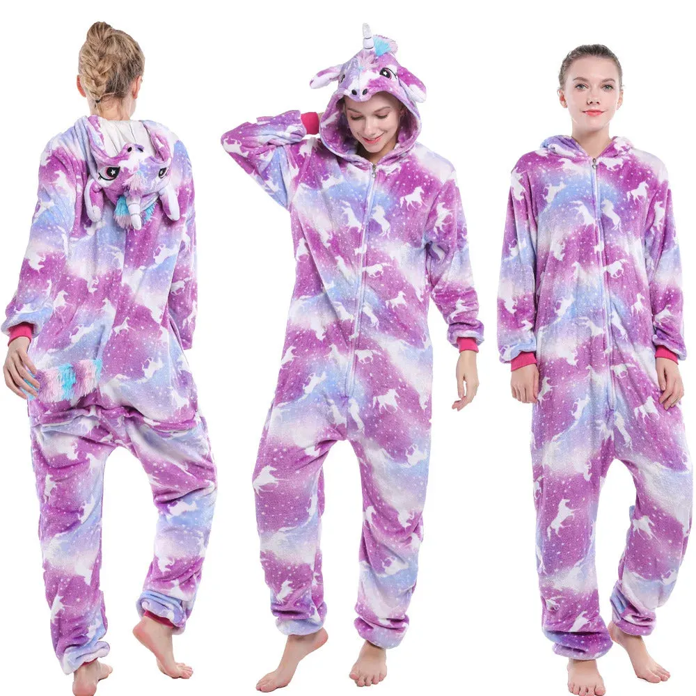 Adults Kigurumi Lion Panda Deer Dalmatians Animal Overall Hooded Jumpsuit with Zipper Women Pajamas One Piece Pijamas Plus Size