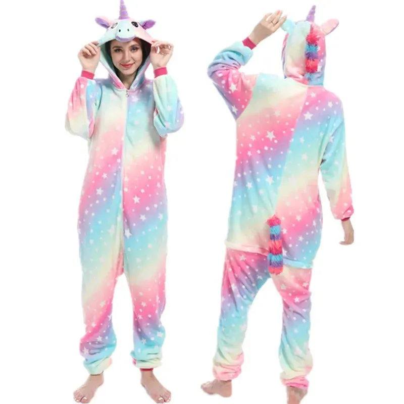 Adults Kigurumi Lion Panda Deer Dalmatians Animal Overall Hooded Jumpsuit with Zipper Women Pajamas One Piece Pijamas Plus Size