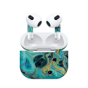 Airpods 3 Blue Gold Skin