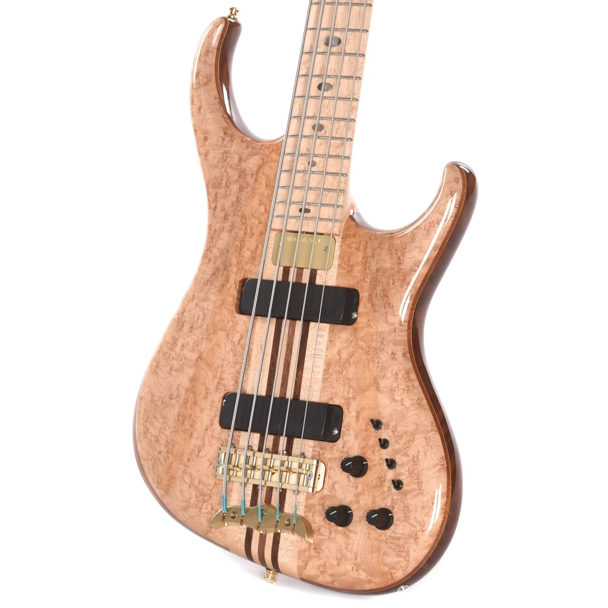 Alembic Europa 5-String Long-Scale w/Red Side LEDs, Birds Eye Maple Fingerboard, Walnut Core, & Walnut Backplates