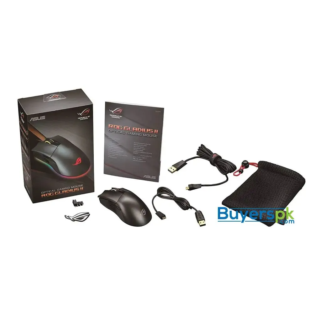 Asus Rog Gladius Ii Aura Sync Usb Wired Optical Ergonomic Gaming Mouse with Dpi Target Button (12000