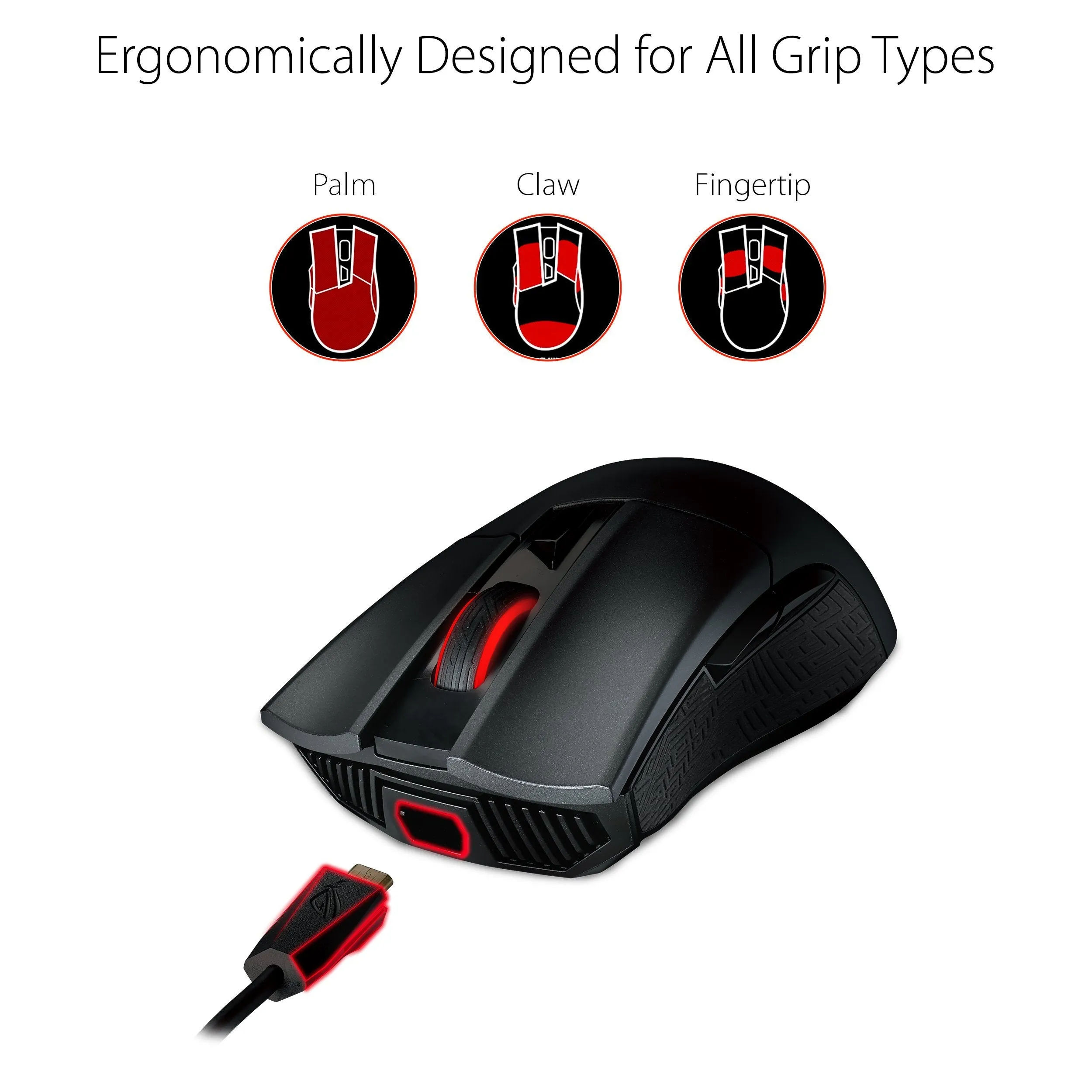 ASUS ROG Gladius II Origin Wired USB Optical Ergonomic FPS Gaming Mouse featuring Aura Sync RGB, 12000 DPI Optical, 50G Acceleration, 250 IPS sensors and swappable Omron switches