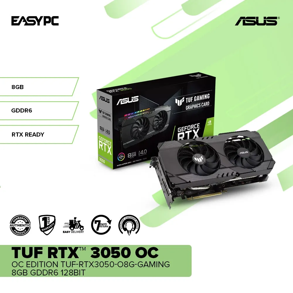 ASUS TUF NVIDIA® GeForce RTX 3050 OC Edition 8GB GDDR6 128bit