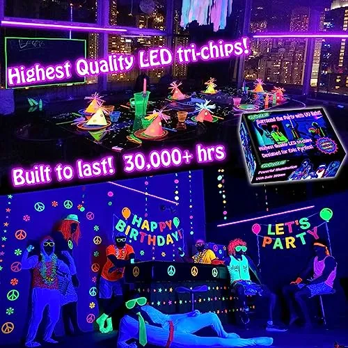 Black Lights for Glow Party 115w Blacklight Led Strip Kit