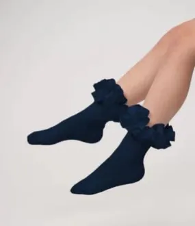 Black Ruffle Ankle School Socks