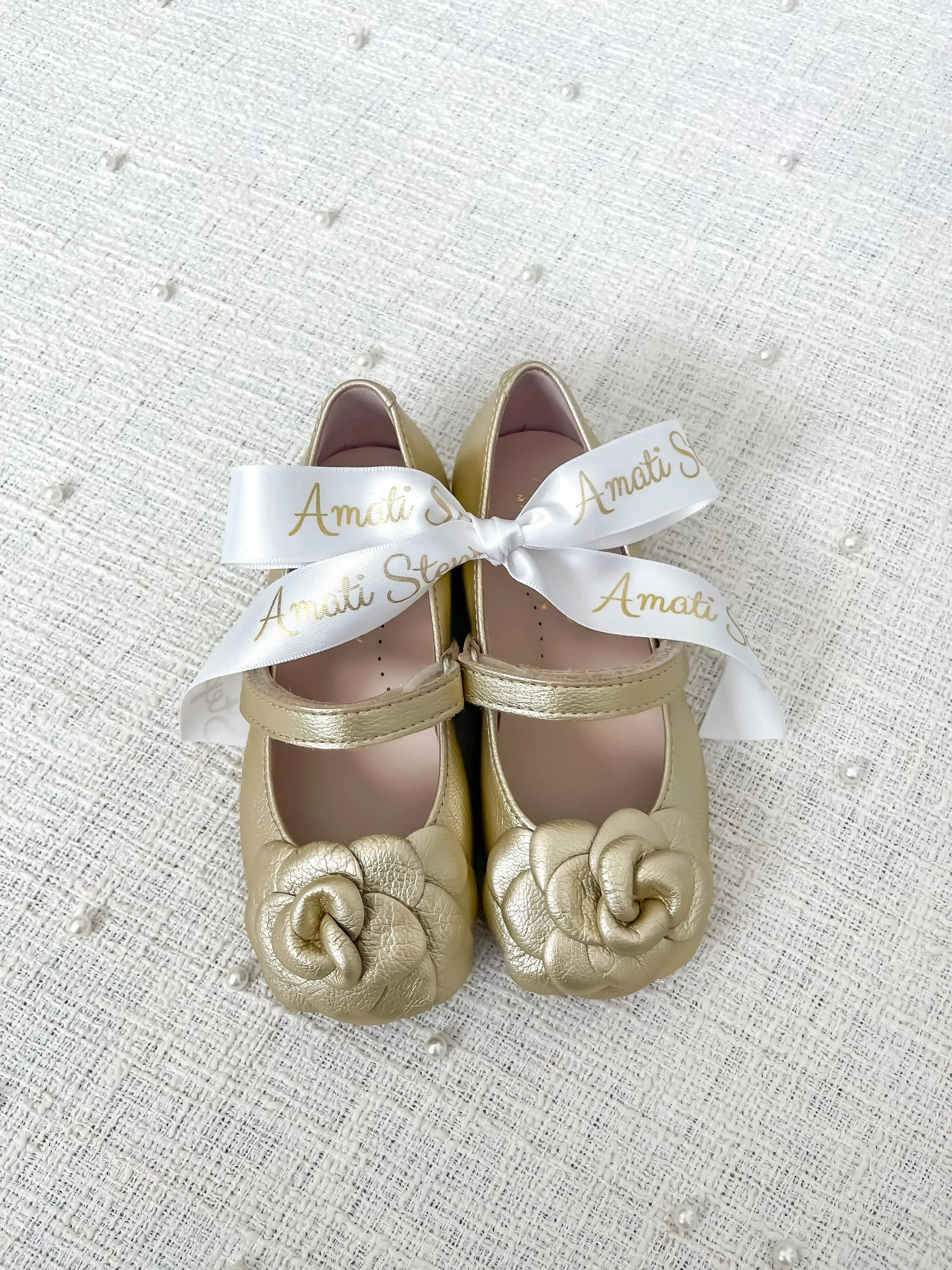 Camille- Gold Leather Mary Jane Shoes