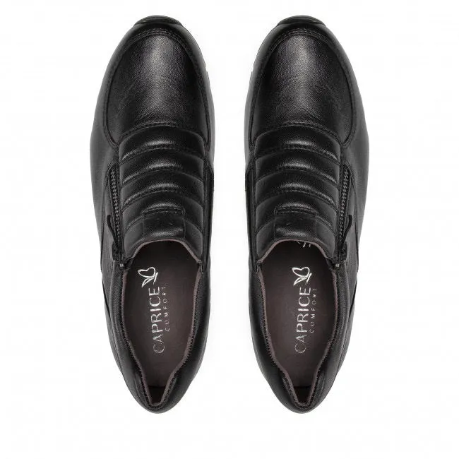 Caprice 24752-29 Black Nappa Leather Zip Side Trainers