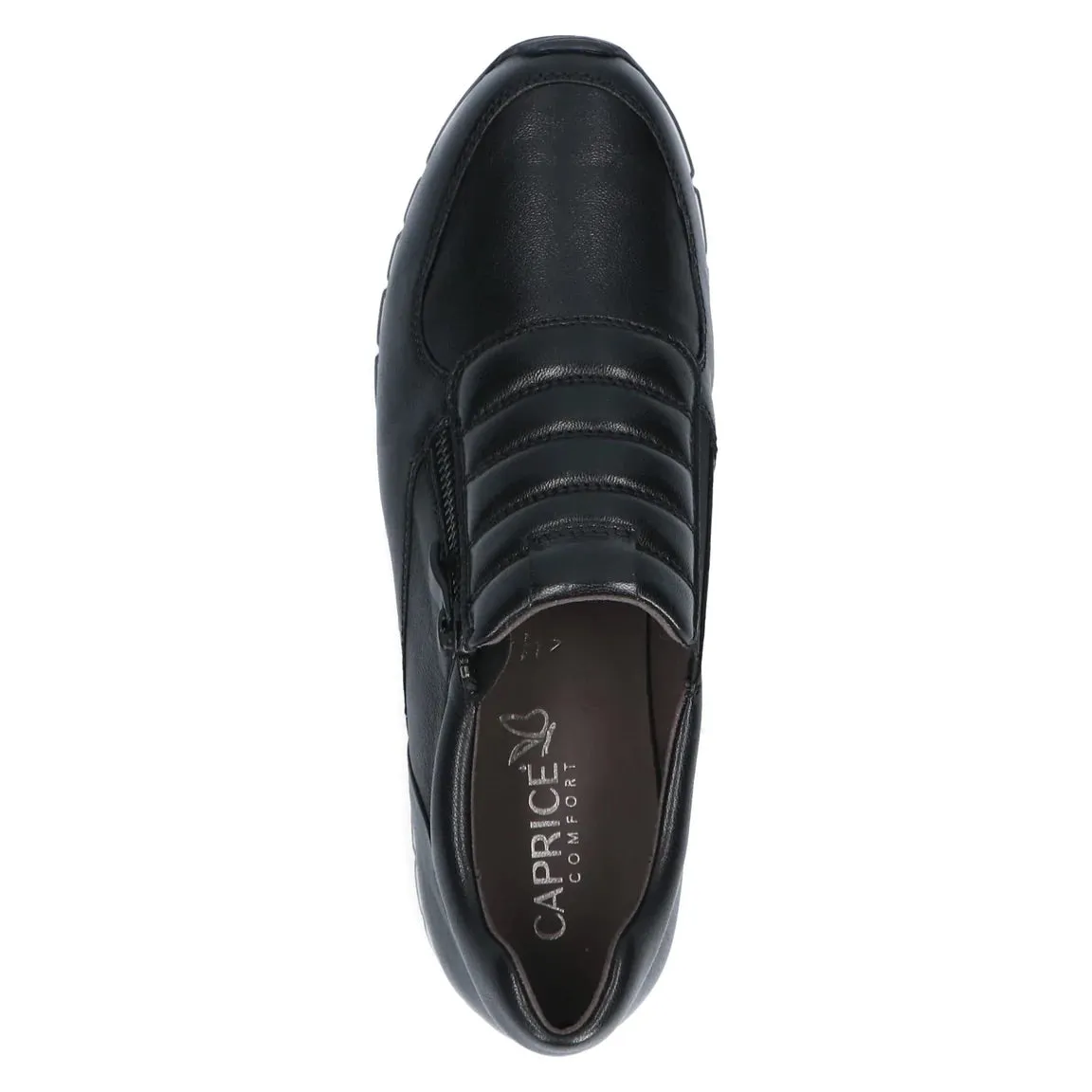 Caprice 24752-29 Black Nappa Leather Zip Side Trainers