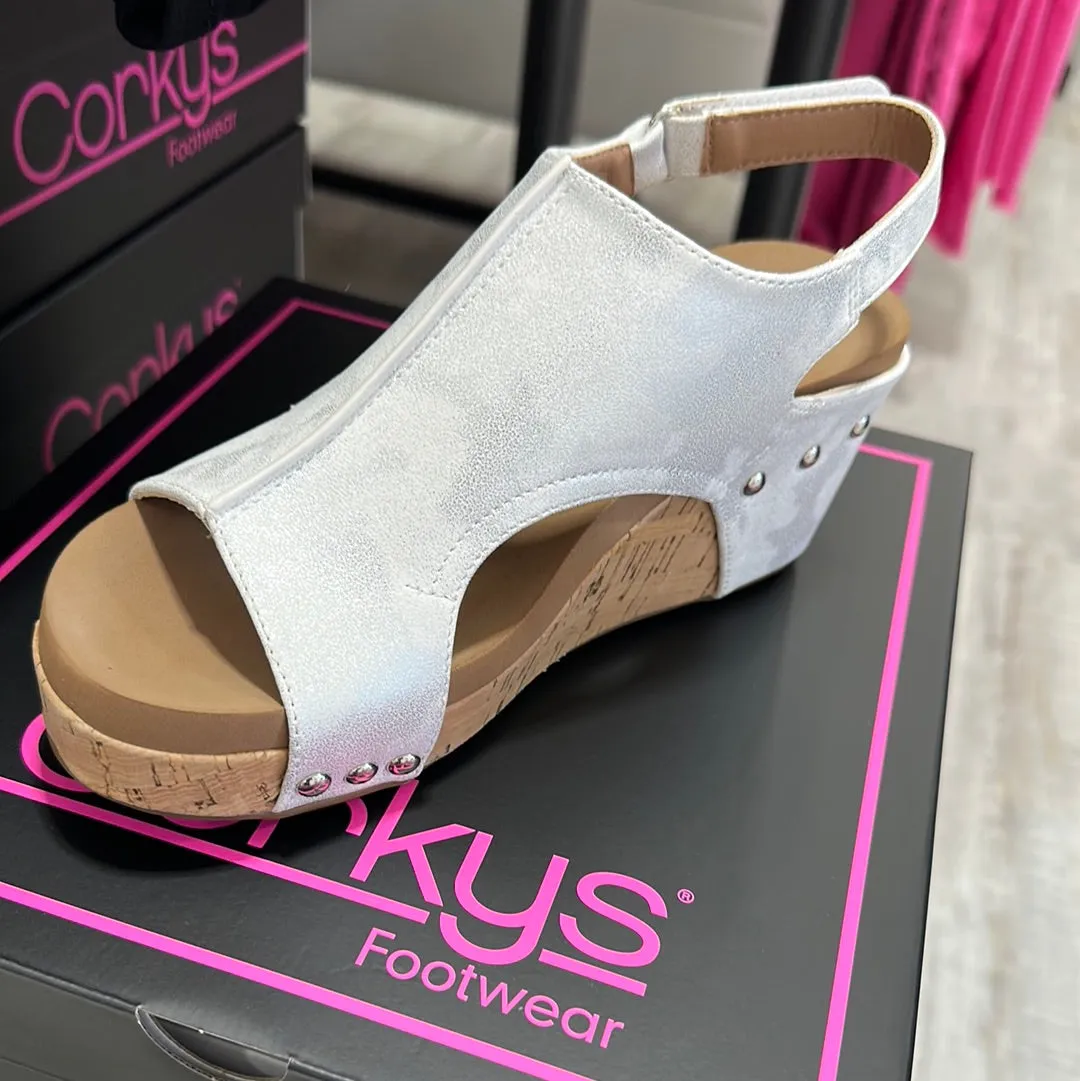 Carley Wedges in White Metallic