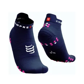 Compressport Pro Racing v4.0 Low Running Socks Navy Blue Pink