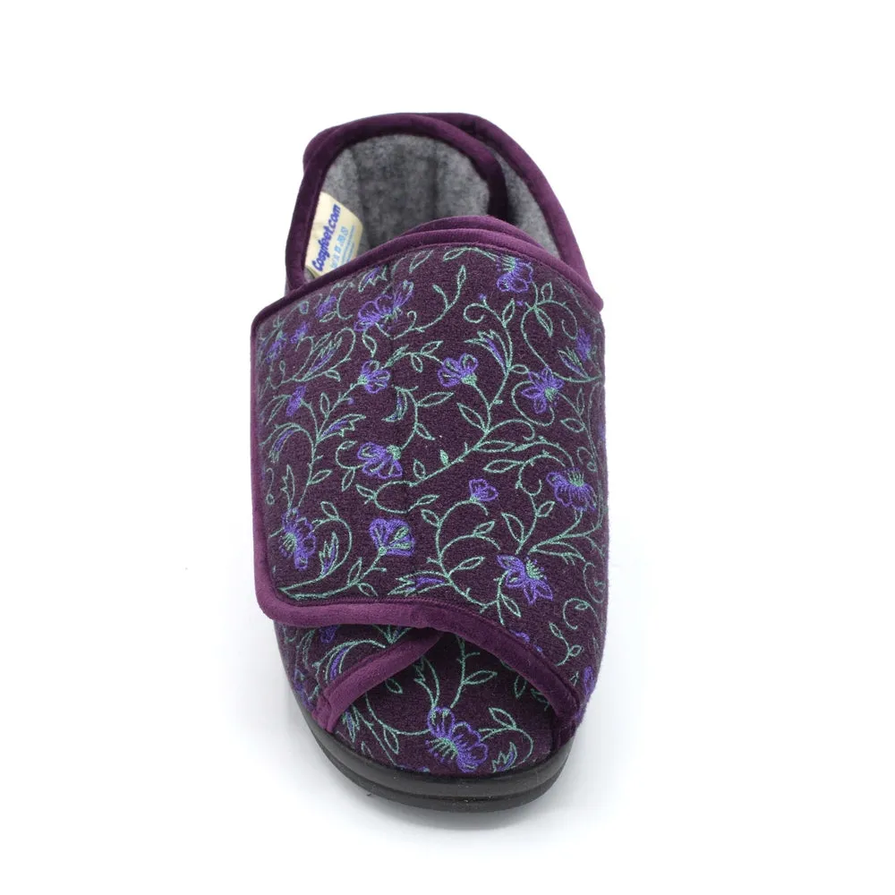 Cosyfeet Emma - Ladies Extra Wide Slipper - 6V (6E-8E) Fitting - Plum