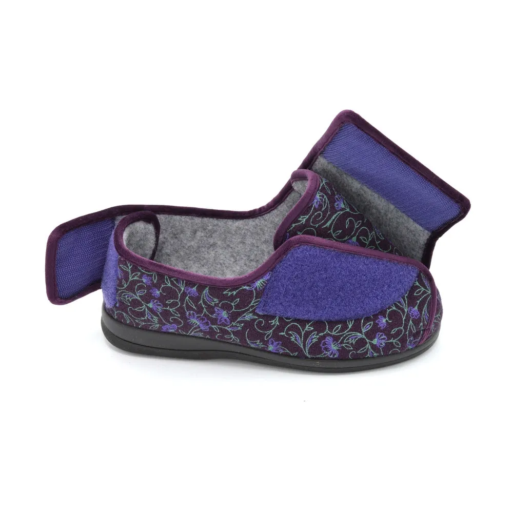 Cosyfeet Emma - Ladies Extra Wide Slipper - 6V (6E-8E) Fitting - Plum