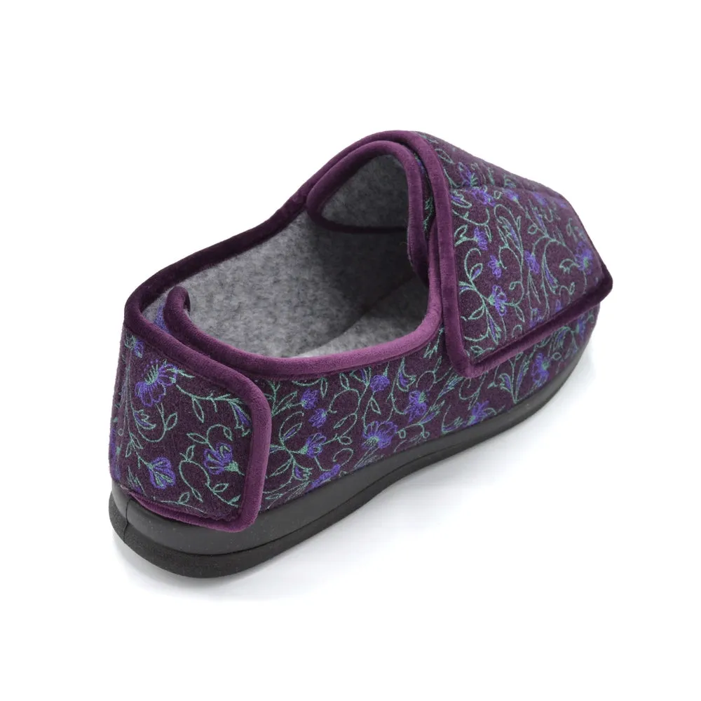 Cosyfeet Emma - Ladies Extra Wide Slipper - 6V (6E-8E) Fitting - Plum