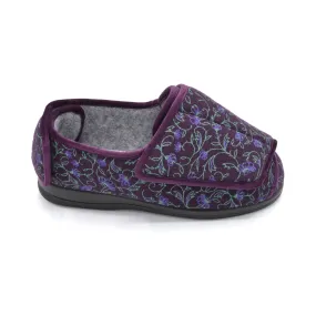 Cosyfeet Emma - Ladies Extra Wide Slipper - 6V (6E-8E) Fitting - Plum