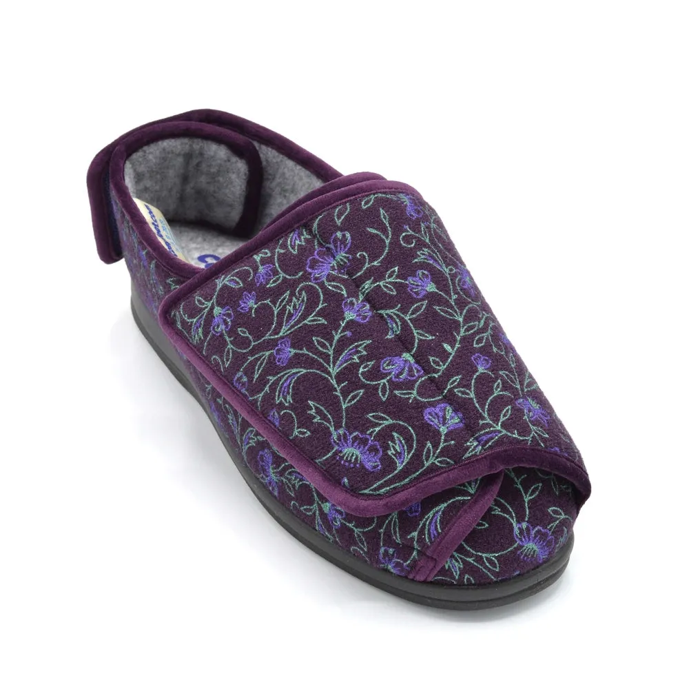 Cosyfeet Emma - Ladies Extra Wide Slipper - 6V (6E-8E) Fitting - Plum