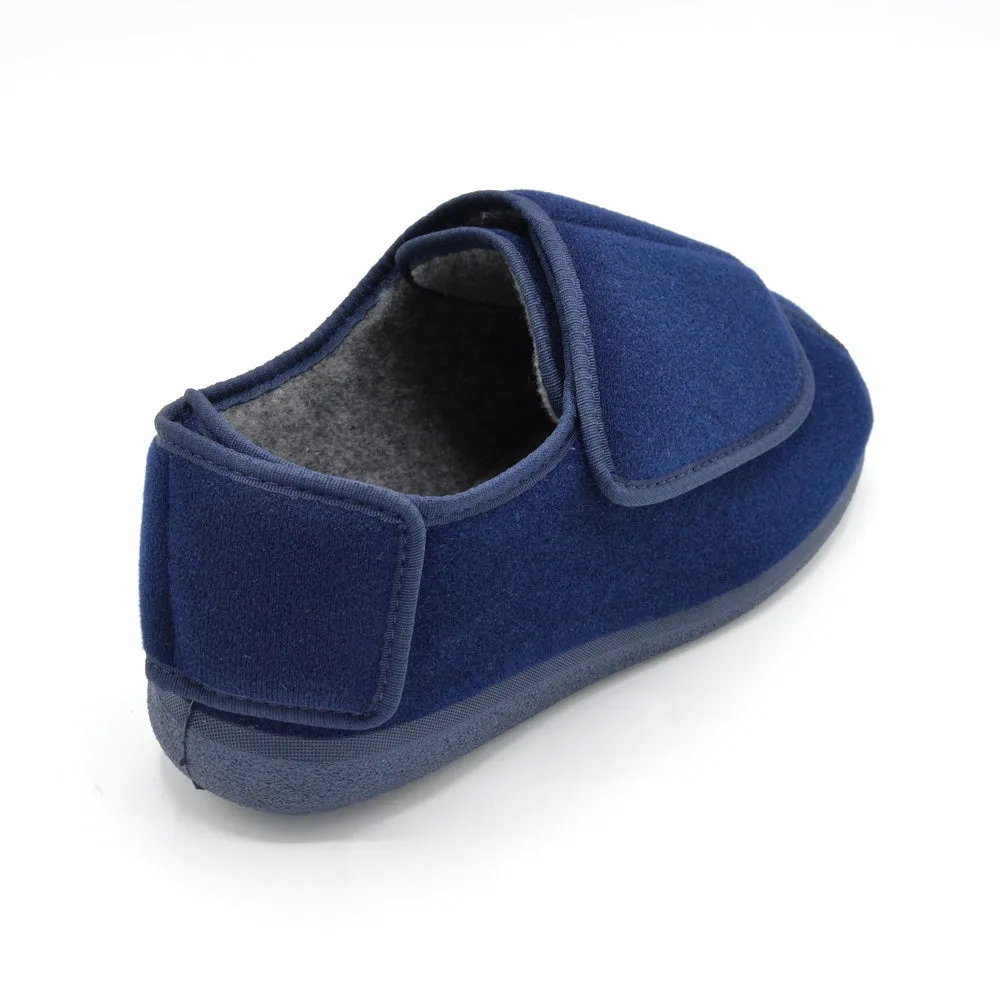 Cosyfeet Ernest - Mens Extra Wide Slipper With Open Panels - 6V (6E-8E) Fitting - Navy