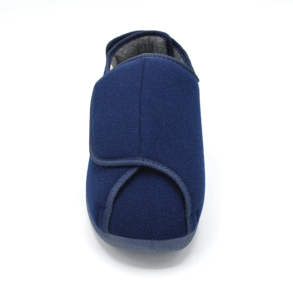 Cosyfeet Ernest - Mens Extra Wide Slipper With Open Panels - 6V (6E-8E) Fitting - Navy