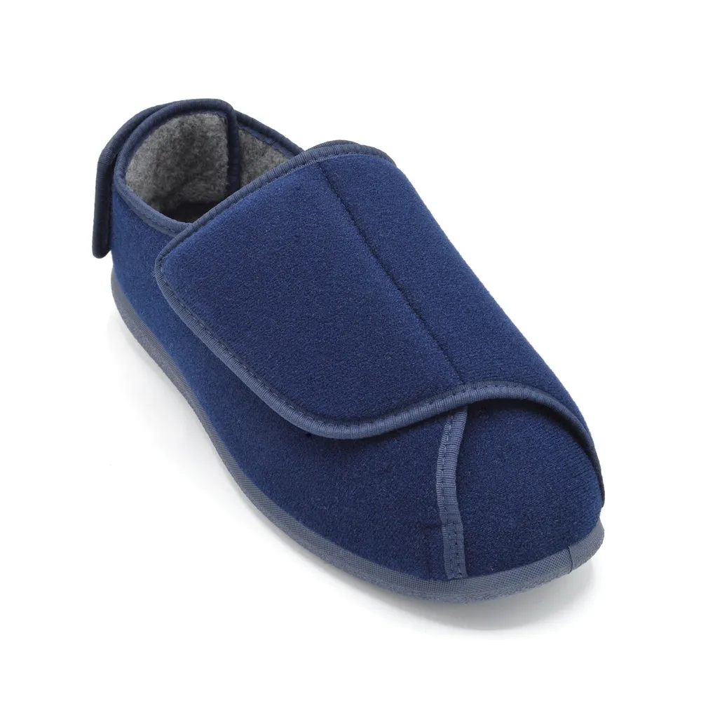 Cosyfeet Ernest - Mens Extra Wide Slipper With Open Panels - 6V (6E-8E) Fitting - Navy