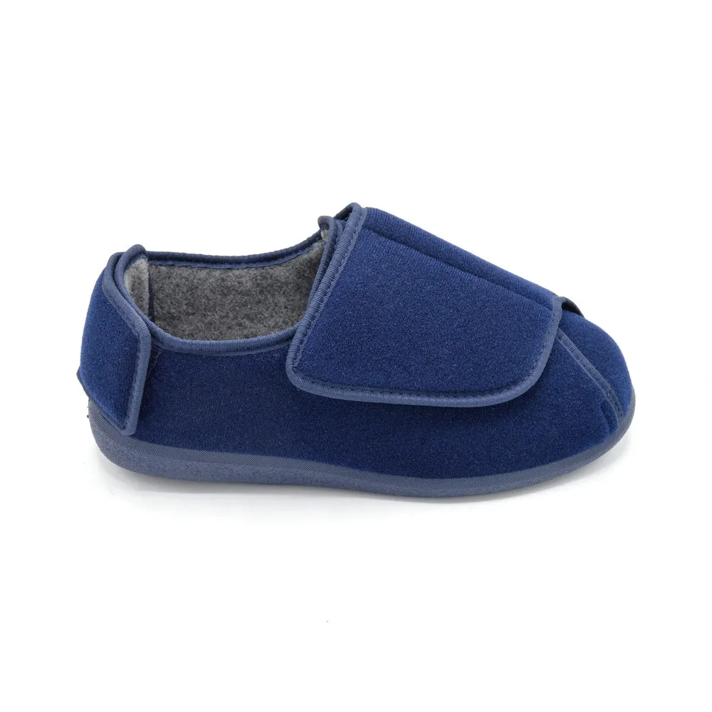 Cosyfeet Ernest - Mens Extra Wide Slipper With Open Panels - 6V (6E-8E) Fitting - Navy