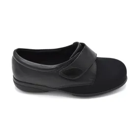 Cosyfeet Karena - Ladies Wide Fit Velcro Close Shoe - 6E Fitting Black