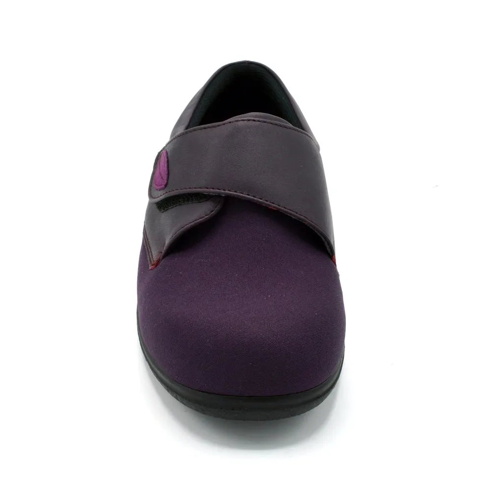 Cosyfeet Karena - Ladies Wide Fit Velcro Close Shoe - 6E Fitting - Purple