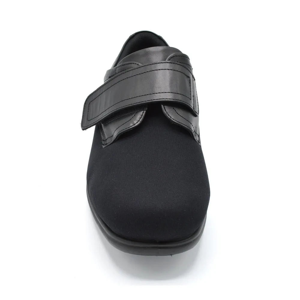 Cosyfeet Ken - Mens Wide Fit Velcro Close Shoe - 6E Fitting Black