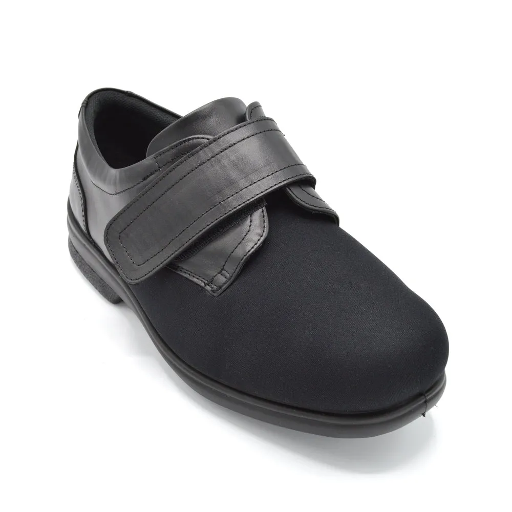 Cosyfeet Ken - Mens Wide Fit Velcro Close Shoe - 6E Fitting Black