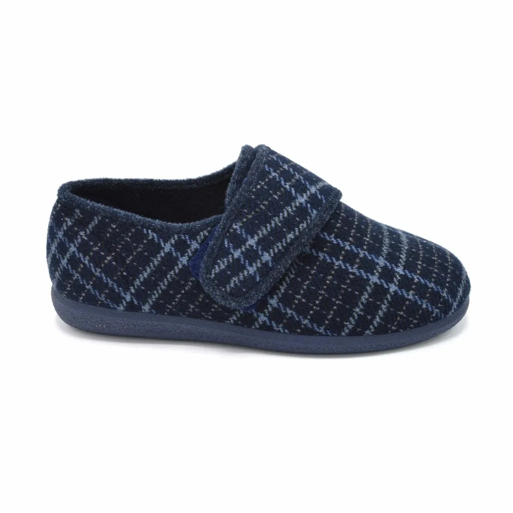 Cosyfeet Reggie - Mens Extra Wide Slipper - 6E Fitting - Navy