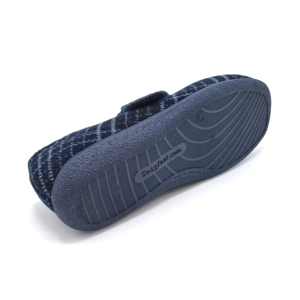 Cosyfeet Reggie - Mens Extra Wide Slipper - 6E Fitting - Navy