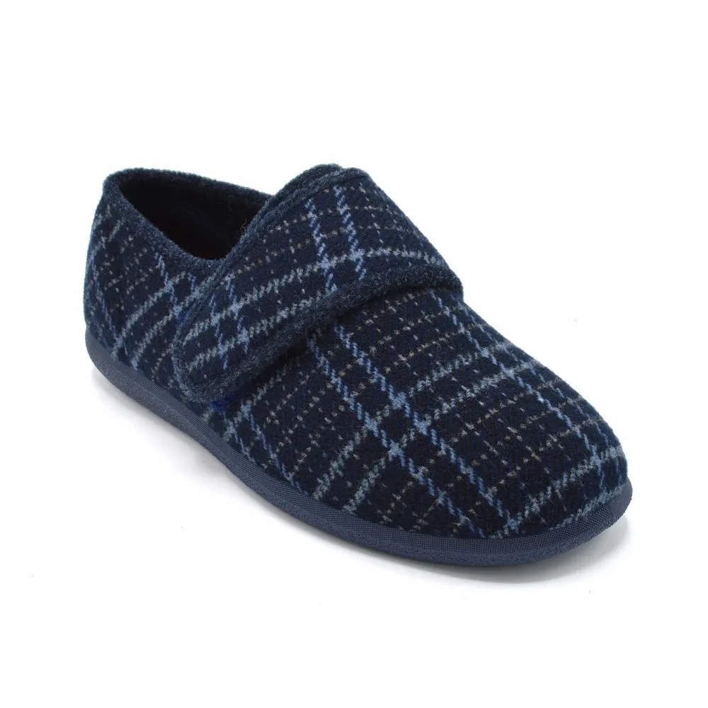 Cosyfeet Reggie - Mens Extra Wide Slipper - 6E Fitting - Navy