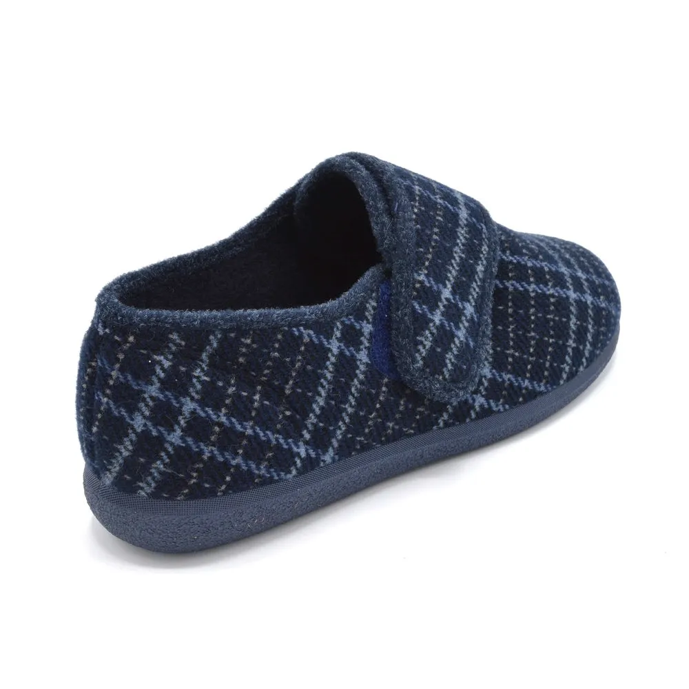 Cosyfeet Reggie - Mens Extra Wide Slipper - 6E Fitting - Navy