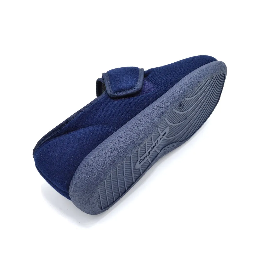 Cosyfeet Richie- Mens Extra Wide Slipper - 6E Fitting - Navy