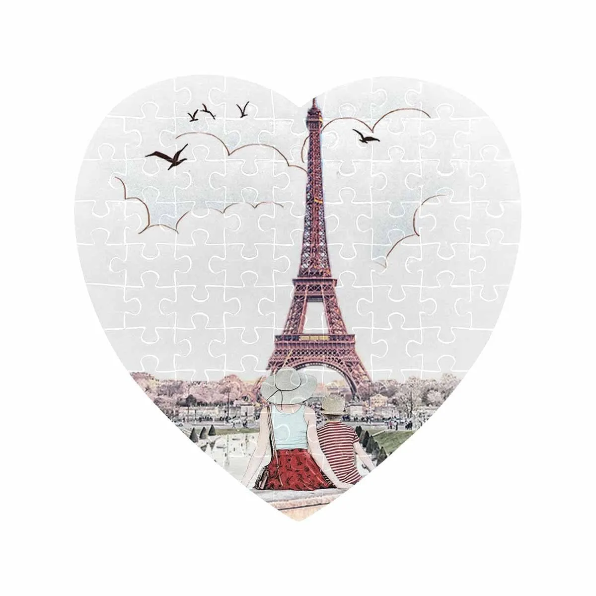 Custom Photo Tower Heart-Shaped Jigsaw Puzzle Best Indoor Gifts For Lover 75 Pieces