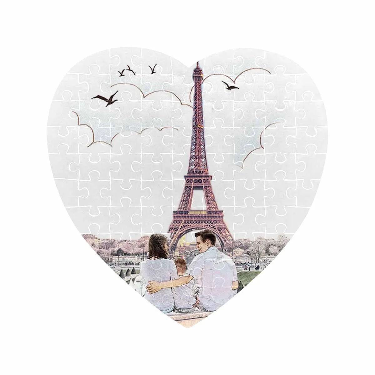 Custom Photo Tower Heart-Shaped Jigsaw Puzzle Best Indoor Gifts For Lover 75 Pieces