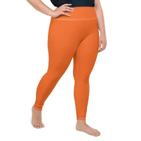 Dark Orange Women's Tights, Solid Color Print Women's Plus Size Best Quality Leggings- Made in USA/EU