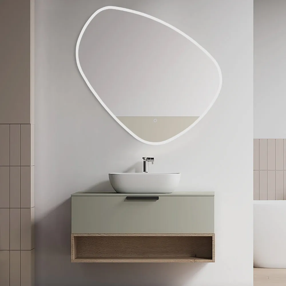 Eva Irregular Shaped LED Lighted Mirror with Dimmer & Defogger - Available in 2 Sizes