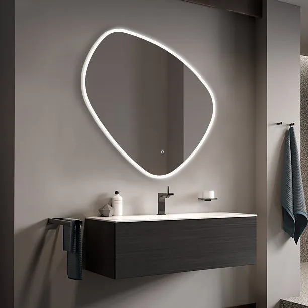 Eva Irregular Shaped LED Lighted Mirror with Dimmer & Defogger - Available in 2 Sizes