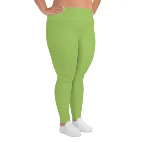 Green Women's Plus Size Leggings, Good Quality Long Yoga Pants- Made in USA/EU