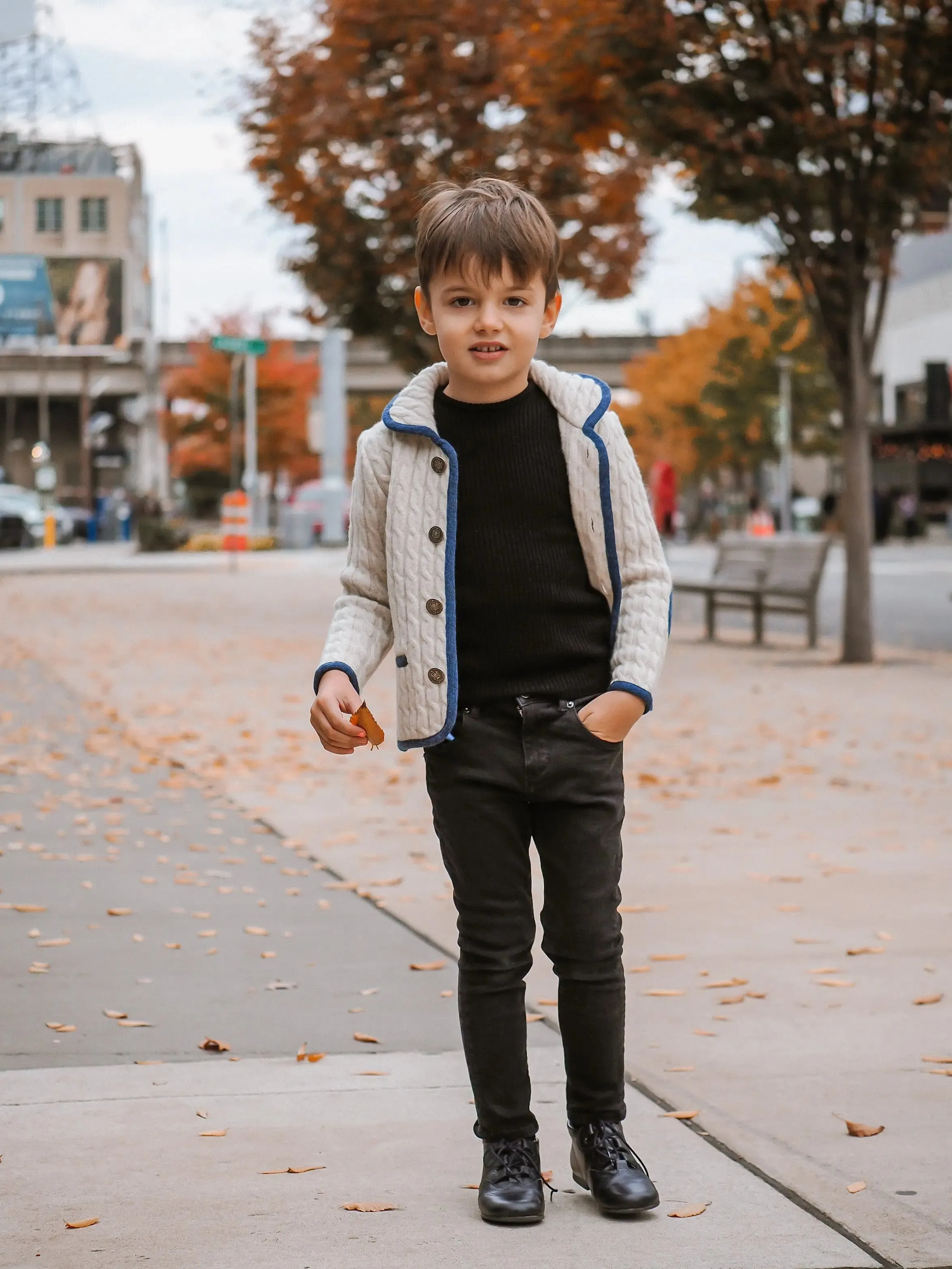 Henry- Dark Navy Leather Boy Boots