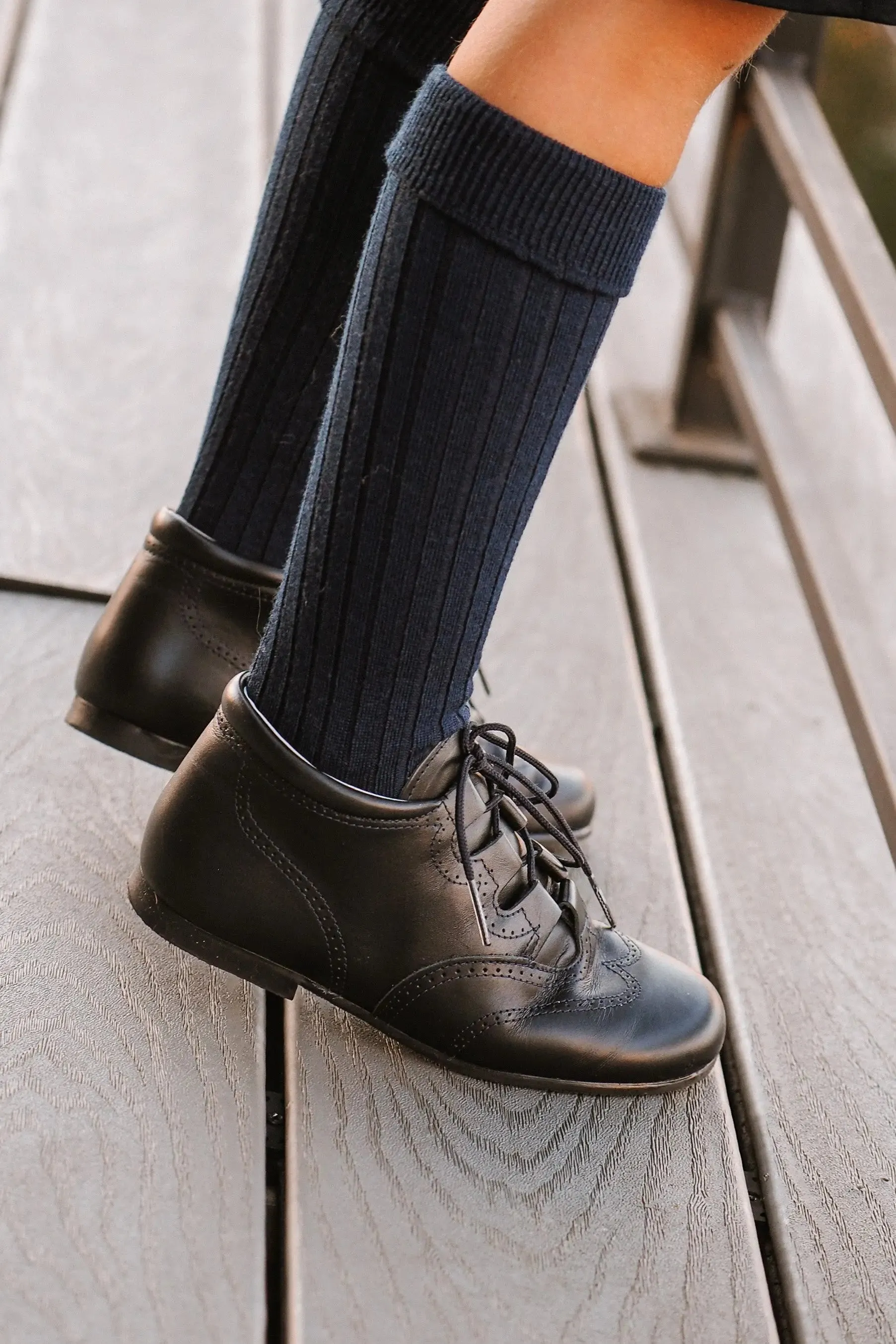 Henry- Dark Navy Leather Boy Boots