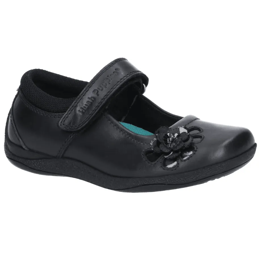 Hush Puppies Girls School Shoe Jessica Jnr Black Leather