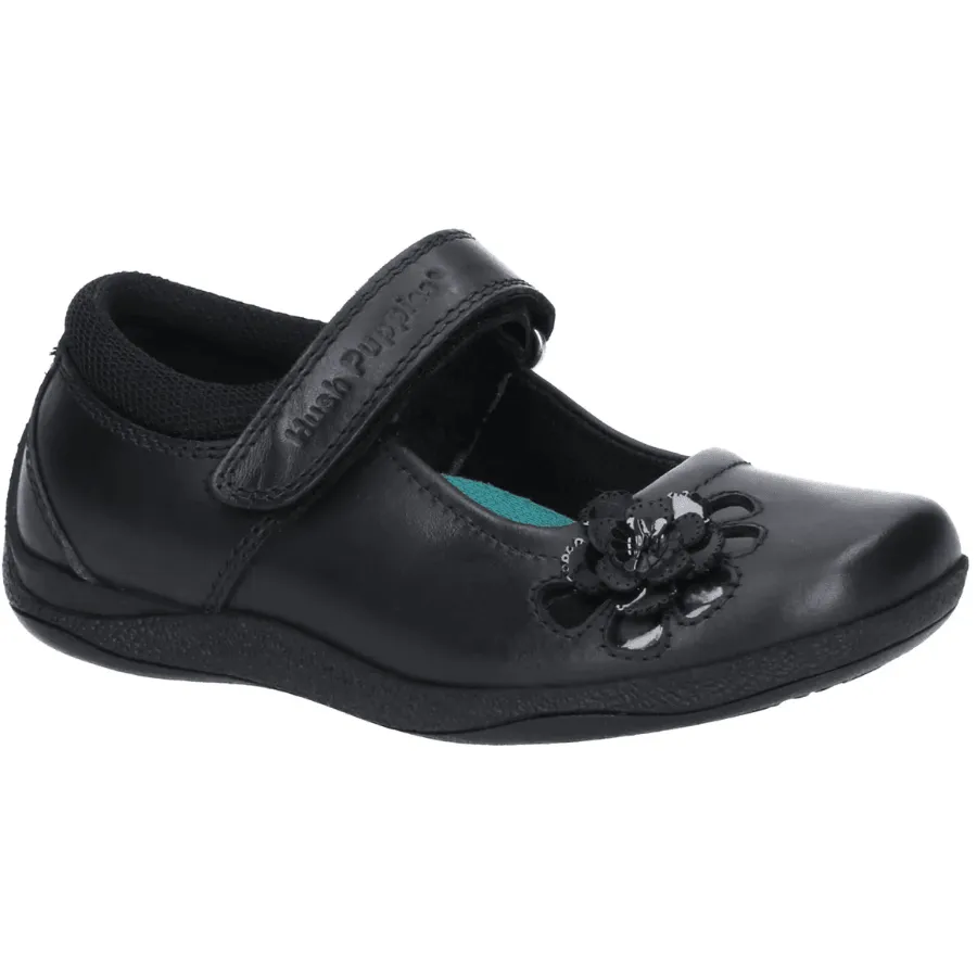 Hush Puppies Girls School Shoe Jessica Snr Black Leather