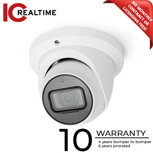 IC Realtime - IPEL-E80F-IRW2 / 8MP IP Indoor/Outdoor Midsize Eyeball Dome. Fixed 2.8mm Lens