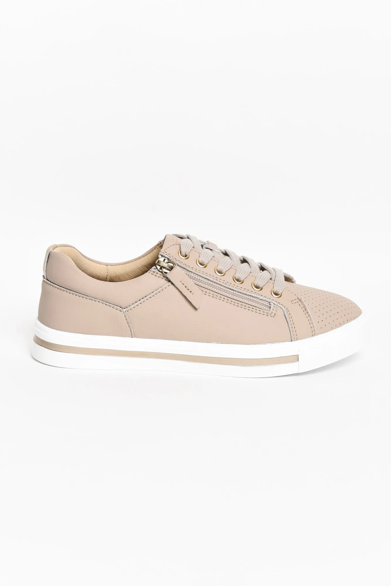 Kiki Nude Leather Zip Sneaker