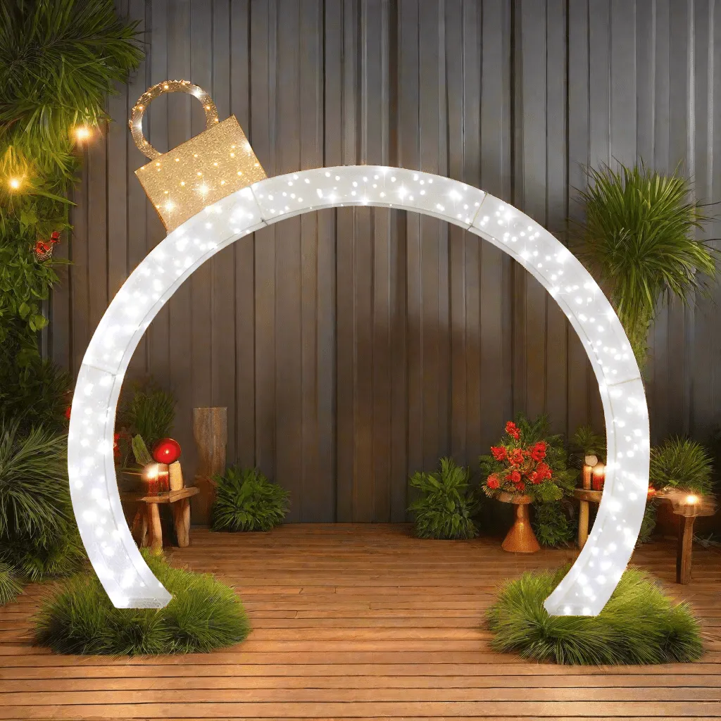 LED Twinkling White Glitter Bauble Arch